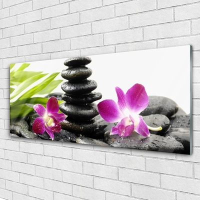 Quadro acrilico Zen Spa pietre orchidea