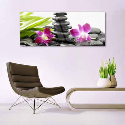 Quadro acrilico Zen Spa pietre orchidea