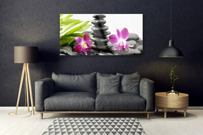 Quadro acrilico Zen Spa pietre orchidea