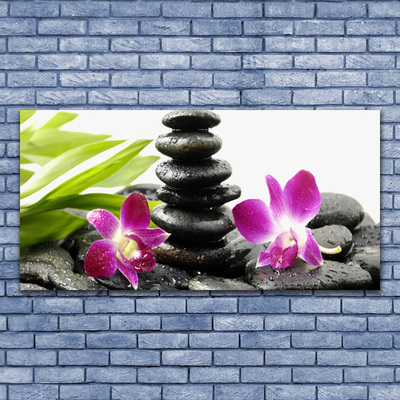 Quadro acrilico Zen Spa pietre orchidea