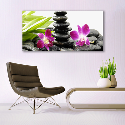 Quadro acrilico Zen Spa pietre orchidea