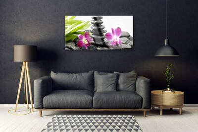 Quadro acrilico Zen Spa pietre orchidea