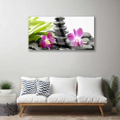 Quadro acrilico Zen Spa pietre orchidea