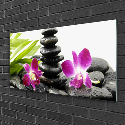 Quadro acrilico Zen Spa pietre orchidea