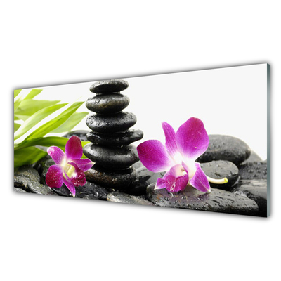 Quadro acrilico Zen Spa pietre orchidea