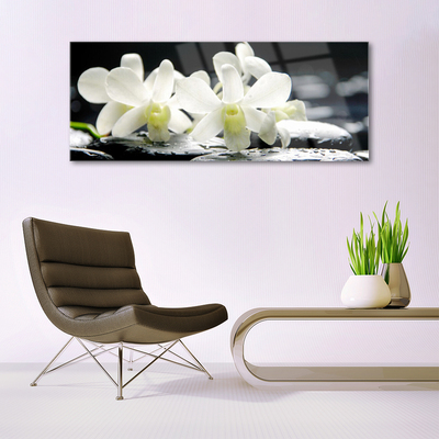 Quadro acrilico Pietre, fiori di orchidea