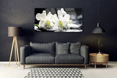 Quadro acrilico Pietre, fiori di orchidea