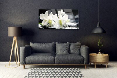 Quadro acrilico Pietre, fiori di orchidea