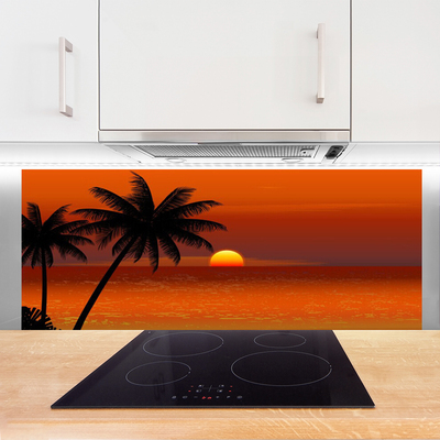 Pannello rivestimento parete cucina Paesaggio del sole del mare della palma