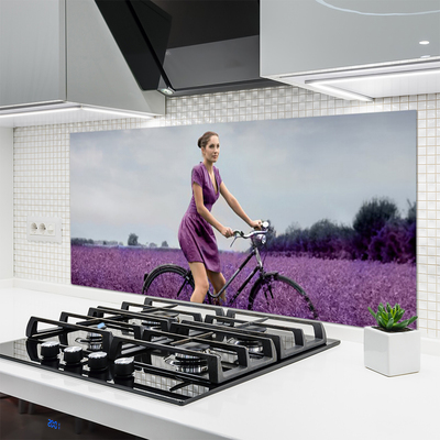 Pannello rivestimento parete cucina Uomo della bici del prato della donna
