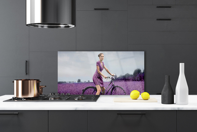 Pannello rivestimento parete cucina Uomo della bici del prato della donna