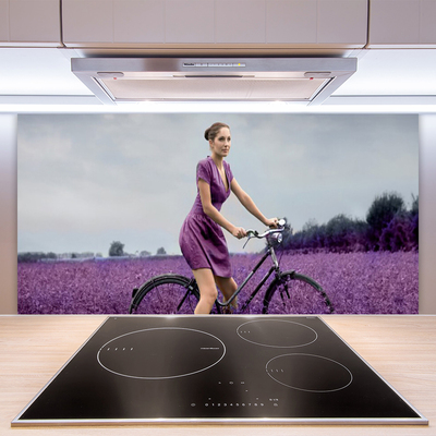 Pannello rivestimento parete cucina Uomo della bici del prato della donna