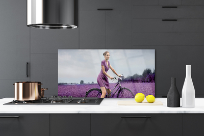 Pannello rivestimento parete cucina Uomo della bici del prato della donna