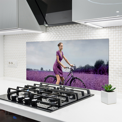 Pannello rivestimento parete cucina Uomo della bici del prato della donna