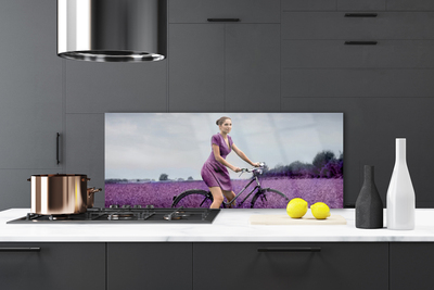 Pannello rivestimento parete cucina Uomo della bici del prato della donna