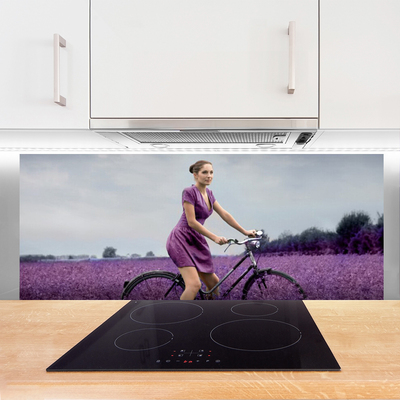Pannello rivestimento parete cucina Uomo della bici del prato della donna