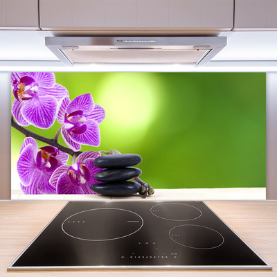 Rivestimento parete cucina Fiori di orchidee verdi