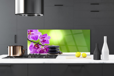 Rivestimento parete cucina Fiori di orchidee verdi