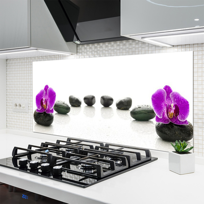 Rivestimento parete cucina Fiore di ciottoli di orchidee