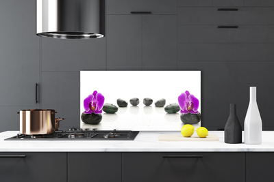 Rivestimento parete cucina Fiore di ciottoli di orchidee