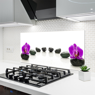 Rivestimento parete cucina Fiore di ciottoli di orchidee