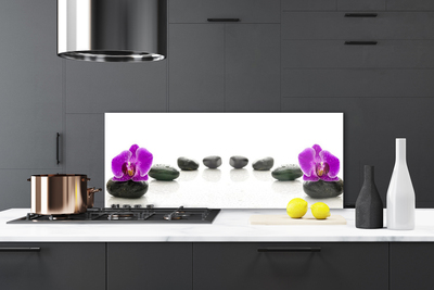 Rivestimento parete cucina Fiore di ciottoli di orchidee