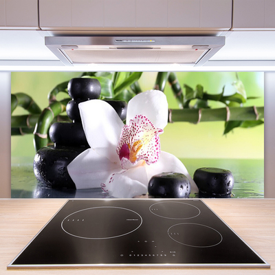 Pannello paraschizzi cucina Pietre di bambù dell'orchidea