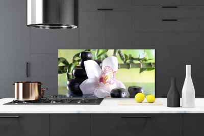 Pannello paraschizzi cucina Pietre di bambù dell'orchidea