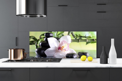 Pannello paraschizzi cucina Pietre di bambù dell'orchidea