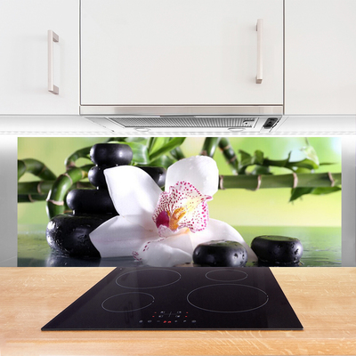 Pannello paraschizzi cucina Pietre di bambù dell'orchidea