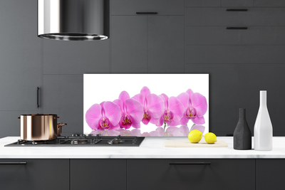 Rivestimento parete cucina Fiori di orchidea rosa