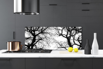 Pannello cucina paraschizzi Alberi della natura in bianco e nero