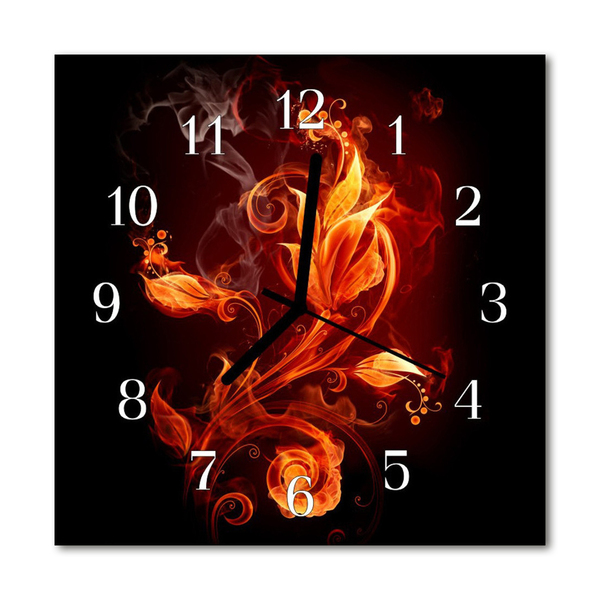Orologio quadrato in vetro Fiore di fuoco
