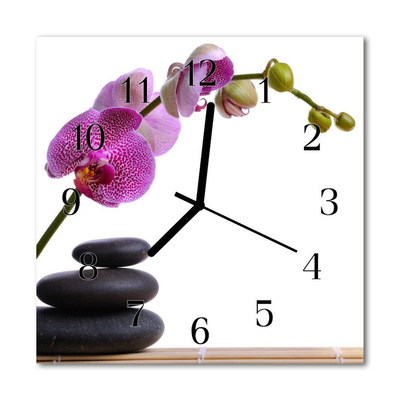 Orologio quadrato in vetro Orchidea