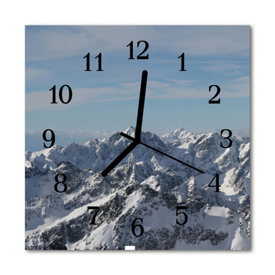 Orologio quadrato in vetro Montagne