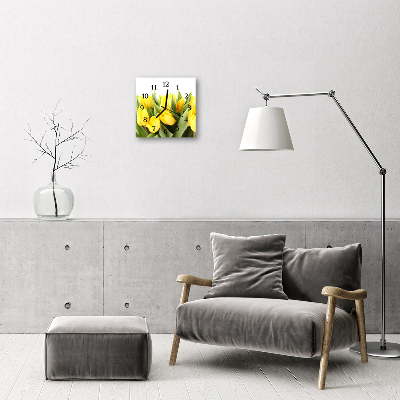Orologio quadrato in vetro Tulipani