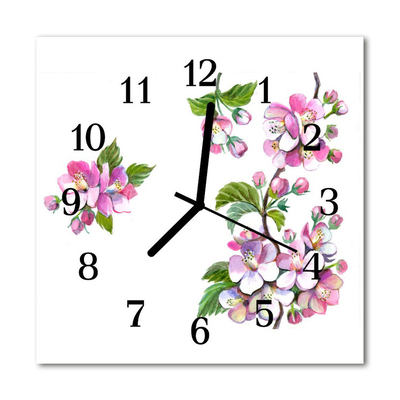 Orologio quadrato in vetro Fiori