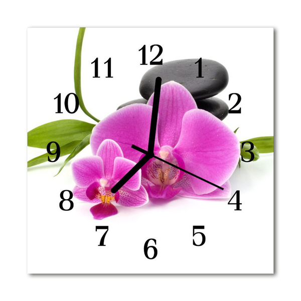 Orologio quadrato in vetro Orchidea