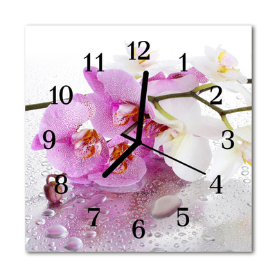 Orologio quadrato in vetro Orchidea