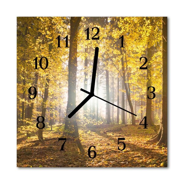 Orologio quadrato in vetro Foresta autunnale