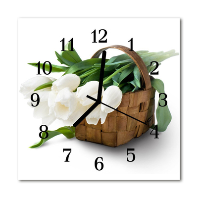 Orologio quadrato in vetro Cestino di tulipano