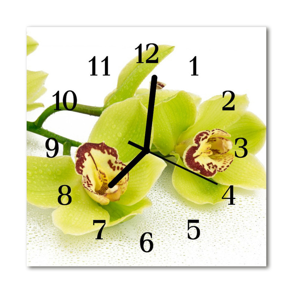 Orologio quadrato in vetro Orchidea