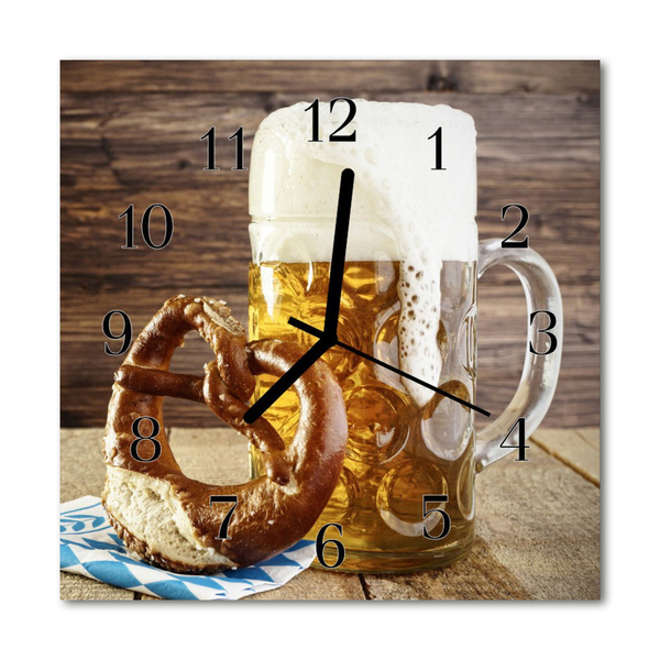 Orologio quadrato in vetro Birra pretzel