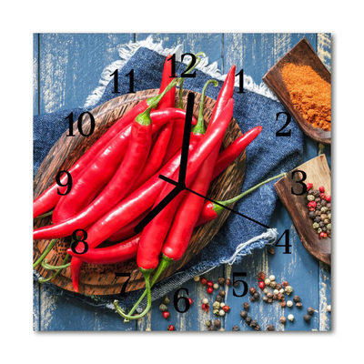 Zegar szklany kwadratowy Papryczka chilli