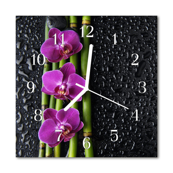 Orologio quadrato in vetro Orchidea