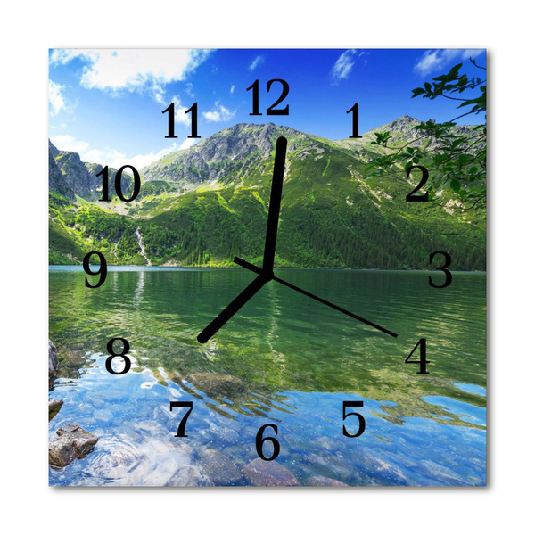 Orologio quadrato in vetro Lago di montagna