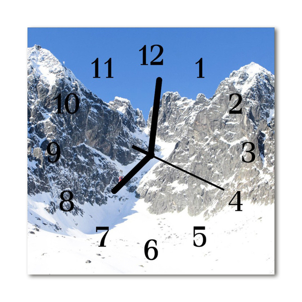 Orologio quadrato in vetro Montagne in inverno