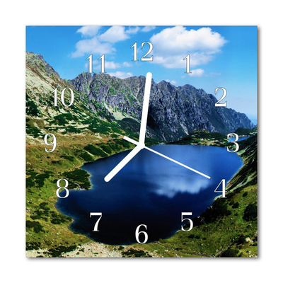 Orologio quadrato in vetro Montagne del lago