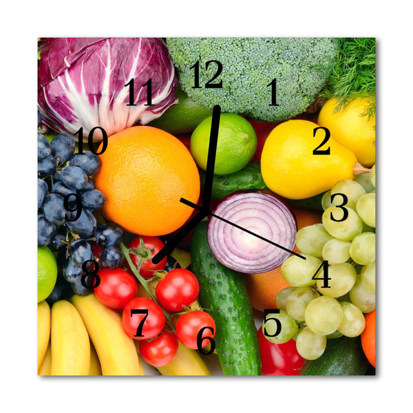 Orologio quadrato in vetro Verdure di frutta