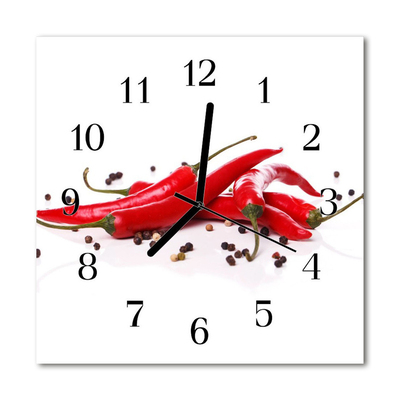 Zegar szklany kwadratowy Papryczka chilli